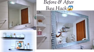 BATHROOM MIRROR UPGRADE | IKEA SHELVE HACK