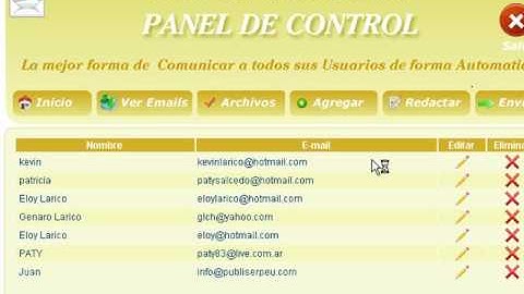 Sistema para enviar mensajes masivos a los usuarios de sus sitios web, mailing, newletters