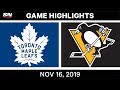 NHL Highlights | Maple Leafs vs Penguins - Nov. 16, 2019