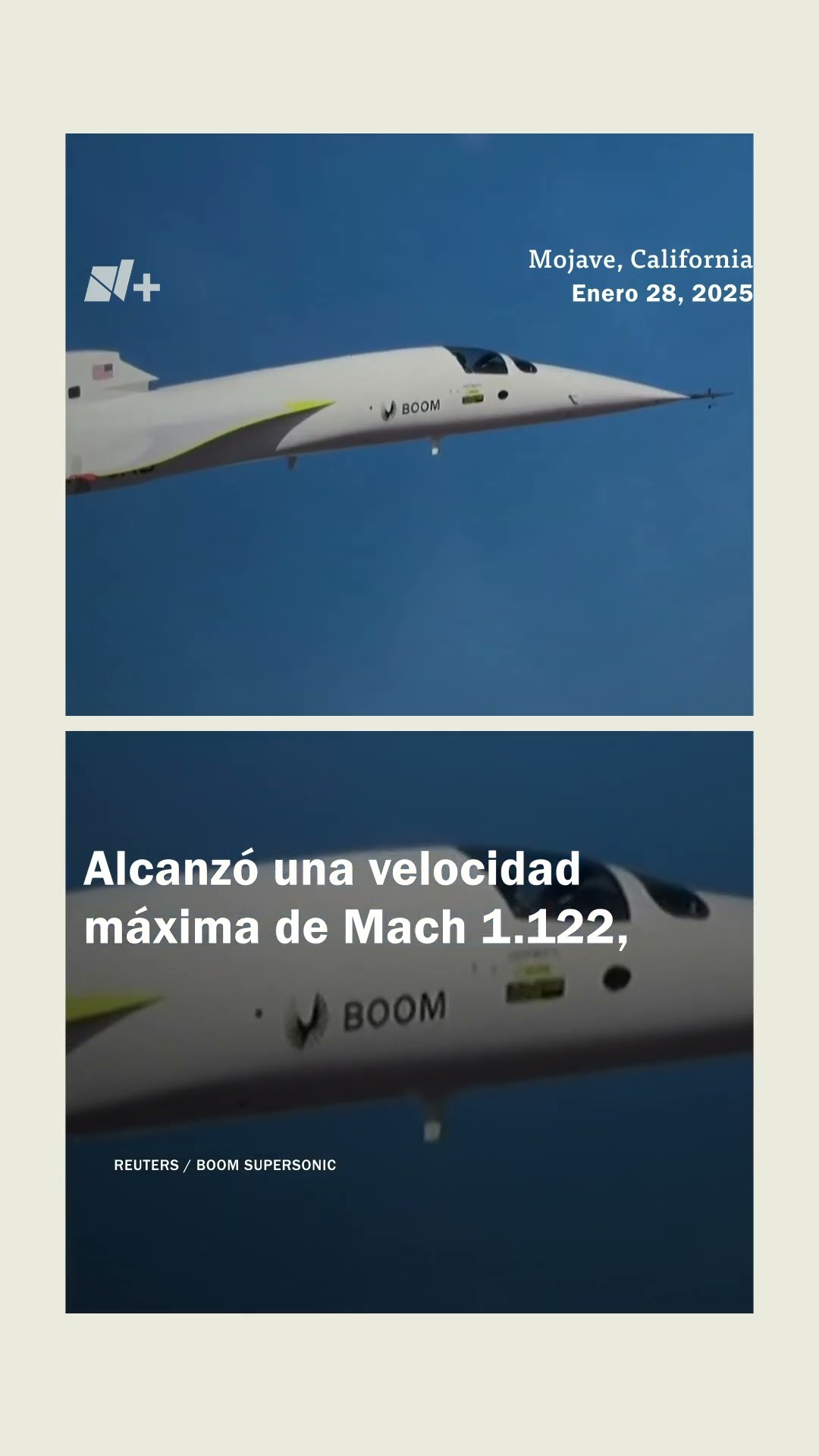 Logro supersónico: El avión privado XB-1 rompe la barrera del sonido por primera vez - N+ #Shorts