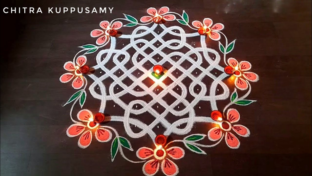 Flower Sikku Kolam | 7 Pulli Sikku kolam designs