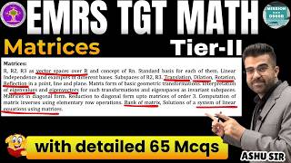 Matrices for EMRS TGT Maths Tier 2 | Dilation, Rotation, Reflection,Vector, Eigenvalues,Rank, 65 MCQ