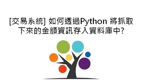 [交易系統] 如何透過Python 將抓取下來的金額資訊存入資料庫中?