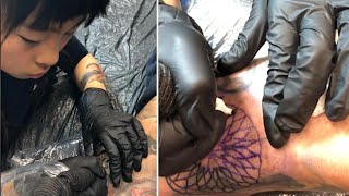 9-Year-Old Tattoo Artist Practices by Inking Dad's Skin