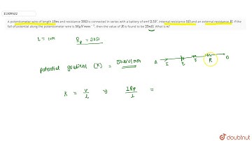 A potentiometer wire of length `10 m` and resistance `30 Omega` is connected in