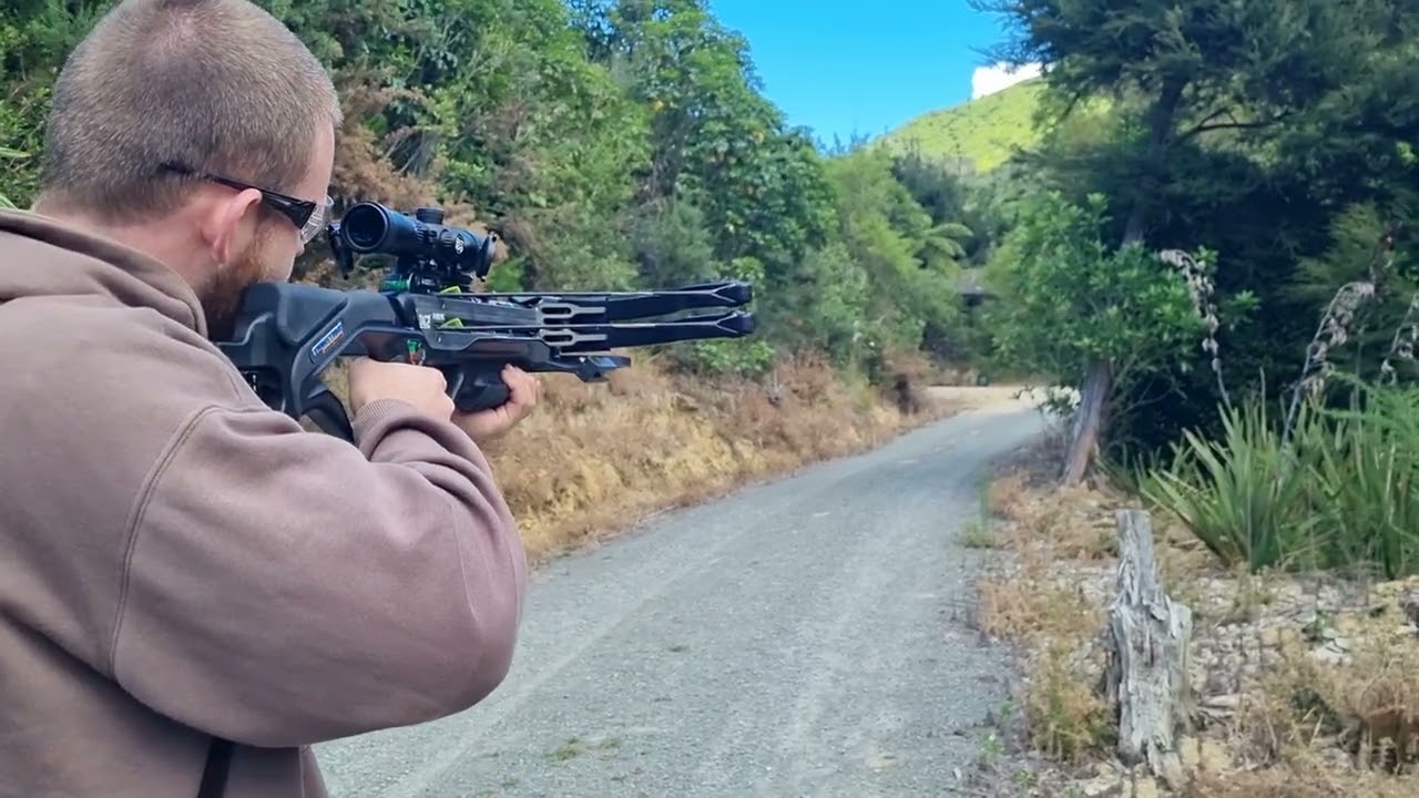 Excalibur crossbow twinstrike 50 meters target practice.