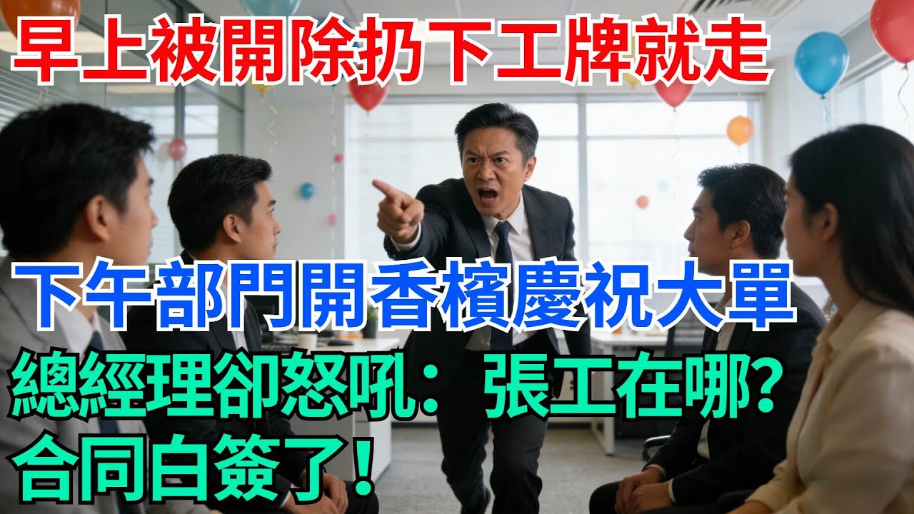 早上被開除扔下工牌就走，下午部門開香檳慶祝億元大單，總經理卻衝進來怒吼：張工在哪？合同白簽了！【奇趣天下】#職場逆襲#職場智慧#爽文職場#工作日常#完結爽文