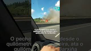 🔥 CELANOVA | Un incendio obrigou a cortar a AG-31 dende Solveira ata A Barxiña