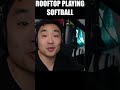 Rooftop sports hits into a double play fail softball