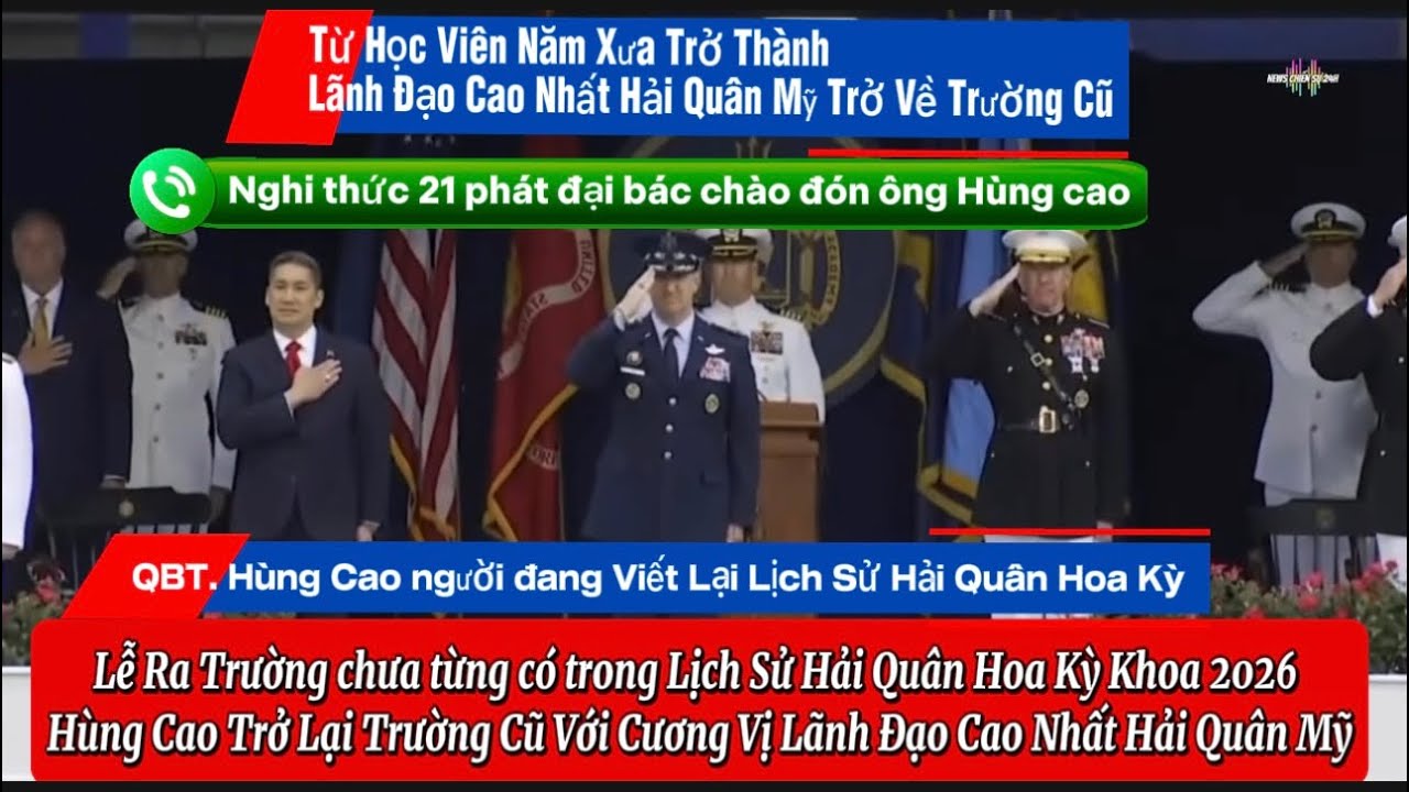 “21 Phát Đại Bác Chào Mừng Lãnh Đạo Hải Quân Hoa Kỳ QBT.Hùng Cao các đồ đốc & Tưởng tư lệnh”