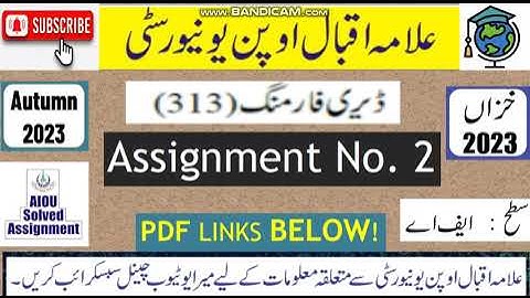 ⏩ AIOU Code 313 Solved Assignment No.2 Autumn 2023 || Subject: Dairy Farming || Level: FA/ I Com