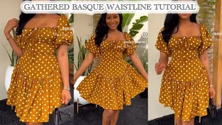 How To Cut An Off-Shoulder Dress With A Basque Gathered Waist Line #easy