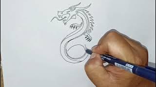 Cara gambar Naga / Cara menggambar naga denga mudah - ide gambar tato gambar naga