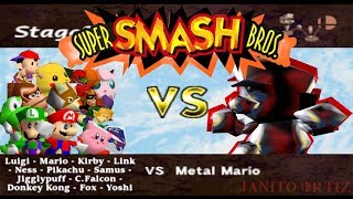 Super Smash Bros. (N64) | All Characters VS Metal Mario