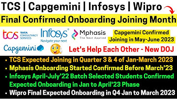 TCS Capgemini Infosys Wipro Mphasis Final Confirmed Onboarding Month Joining Very Soon.. for All 🥳🔥