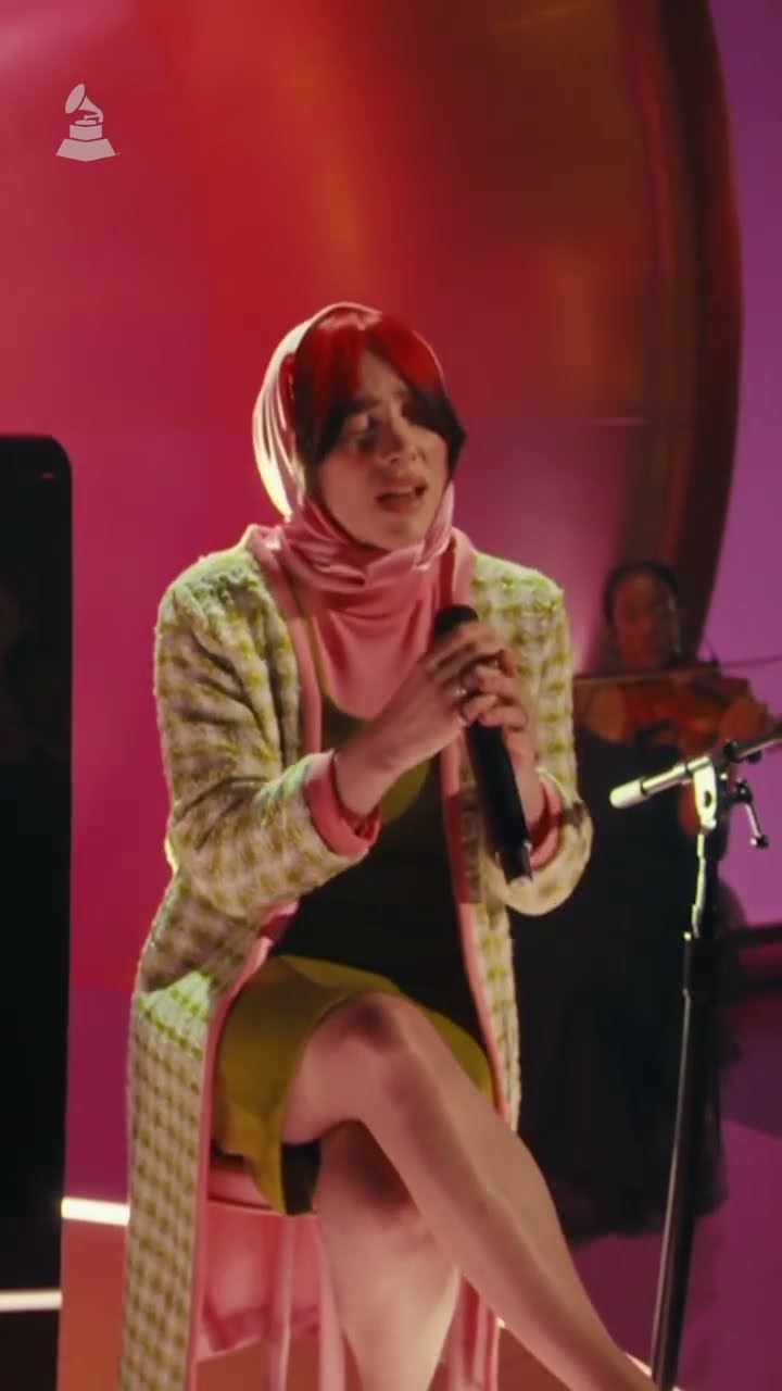 Billie performing “What Was I Made For? (From The Motion Picture Barbie)” at the 2024 GRAMMY Awards