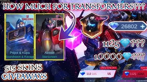 HOW MUCH 💎/DIAMONDS FOR ALL TRANSFORMERS SKINS IN MLBB X TRANSFORMERS GACHA DRAWS EVENT 2023 | MLBB