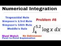 8. Numerical Integration | Trapezoidal, Simpson's 1/3 and 3/8, Weddle's rule | Problem#8 | Important