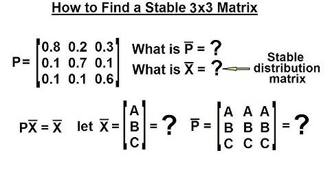 Prob & Stats - Markov Chains (15 of 38) How to Find a Stable 3x3 Matrix