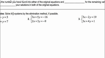3.1-3.2 Algebra 2 - Solving Systems of Equations by Graphing, Substitution, Elimination