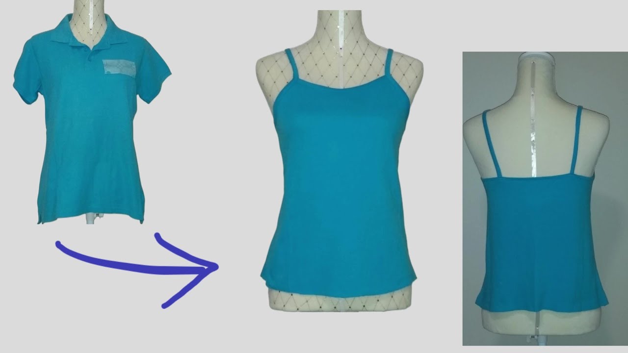 Turning a polo shirt into a tank top - Refashion - YouTube