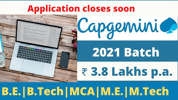 Capgemini Recruitment 2021 |  Pooled Campus Drive for Engineering/MCA | 2021 Batch