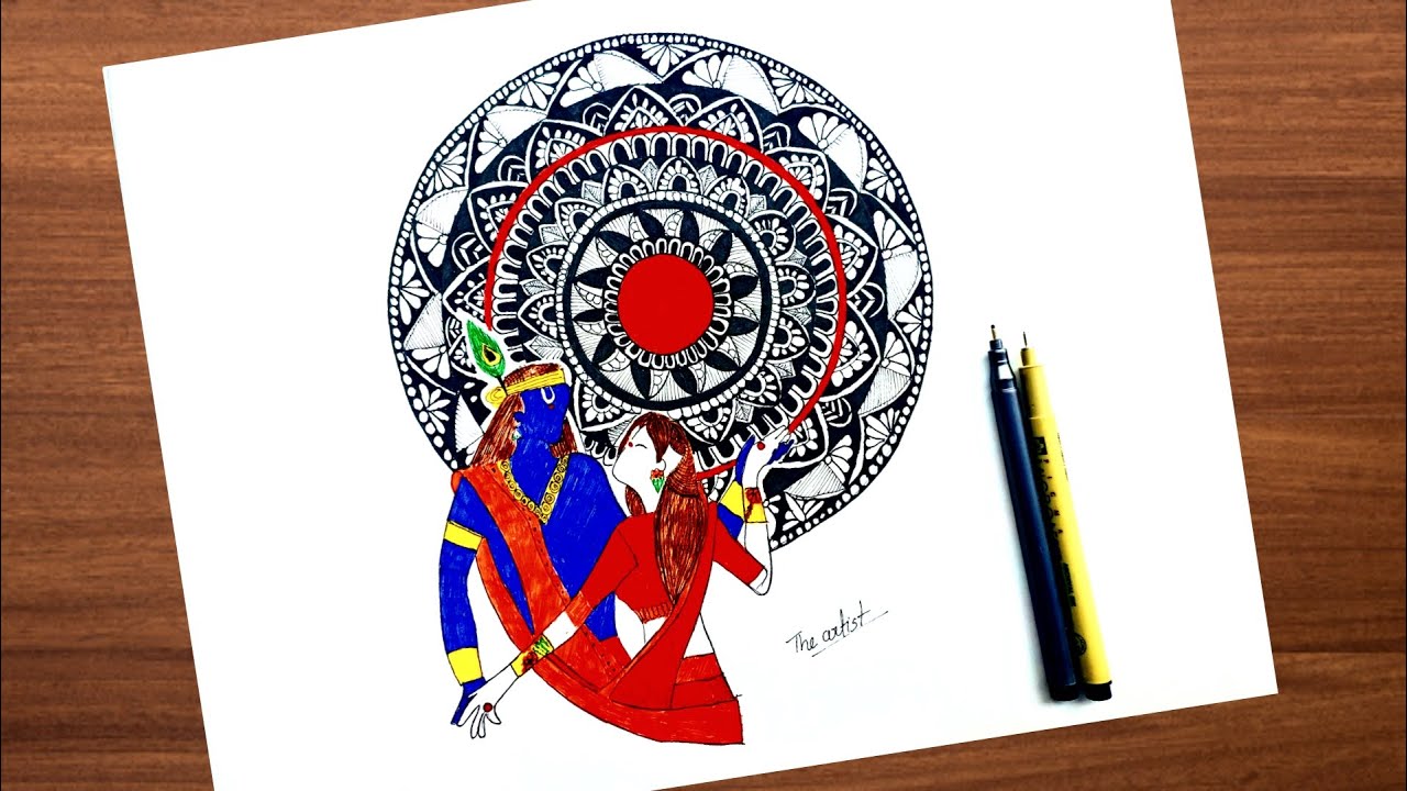 RadhaKrishna Mandala Art step by step Mandala Art for beginners
