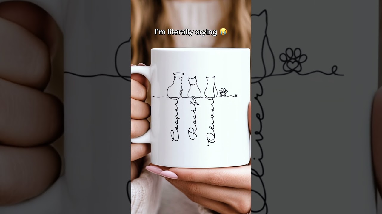 Cat Line Art Gift For Cat Lovers | Personalized Mug