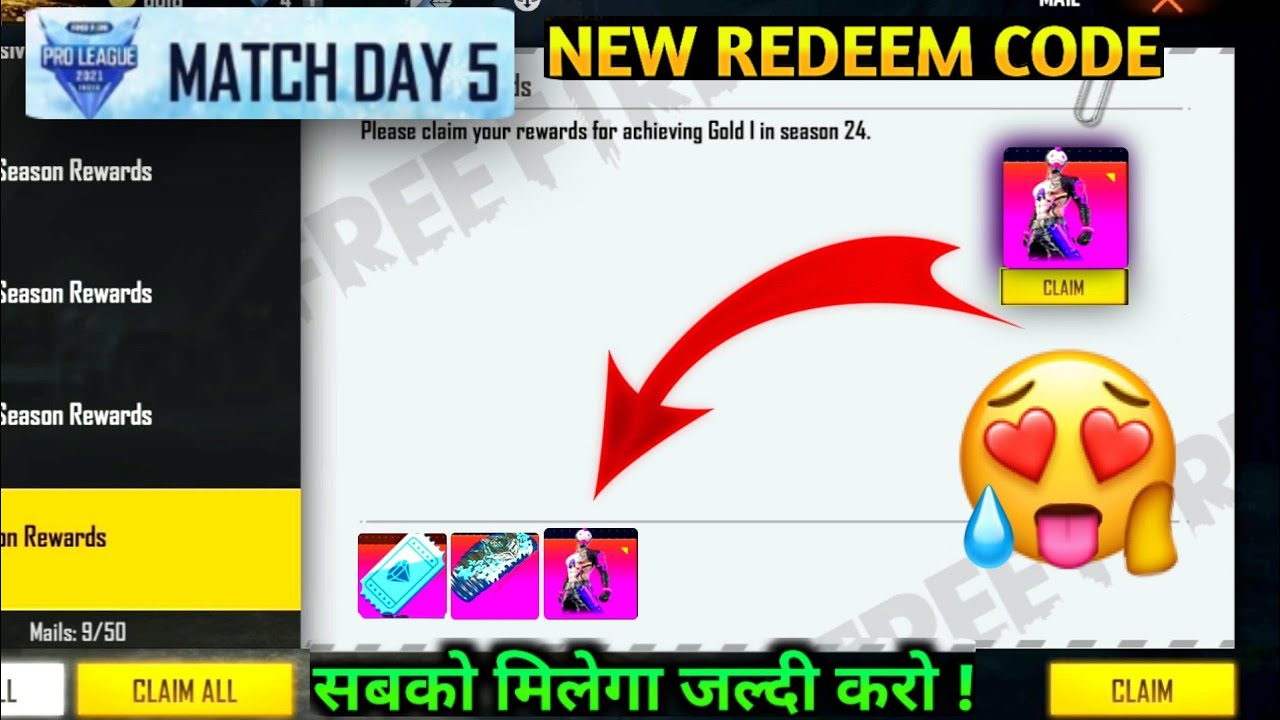 FFPL DAY-5 REDEEM CODE TODAY|| FF PRO LEAGUE REDEEM CODE TODAY|| FFPL DAY 5 REDEEM CODE|| FFPL DAY 5