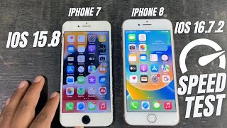 iPhone 7 iOS 15.8 vs iPhone 8 iOS 16.7.2 Speed Test