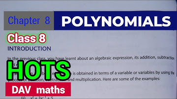 DAV maths class 8 chapter 8 Hots || DAV maths Ch 8 polynomials - HOTS