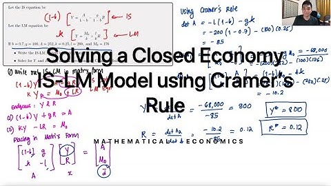 Solving a Closed Economy IS-LM Model using Cramer