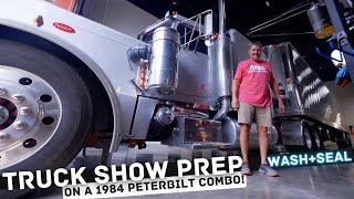 Washing 2000 miles of rain+grime+bugs off a 1984 Peterbilt!