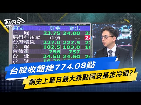 【精華】台股收盤挫774.08點 創史上單日最大跌點國安基金冷眼?【金臨天下X少康戰情室】 @tvbsmoney