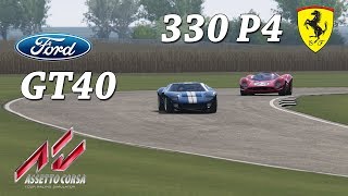 Comparing the 1967 ferrari 330 p4 against 1968/69 ford gt40 mk1 at
goodwood circuit in uk. track:
http://www.racedepartment.com/download...