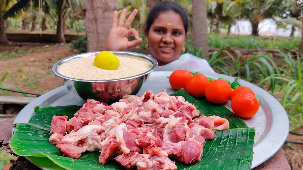 MUTTON BIRYANI | Aattu Kari Biryani | Banana Leaf Cooking