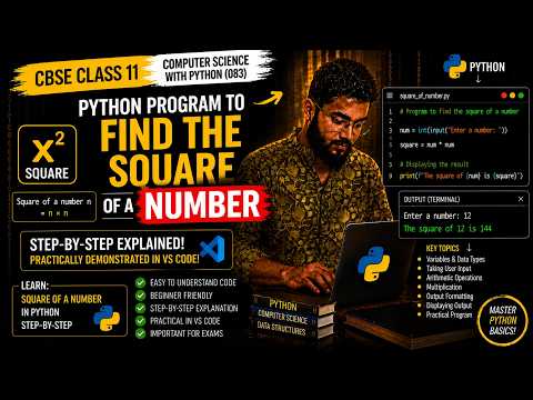 Python program to find the square of a number | CBSE Class 11 CS 083