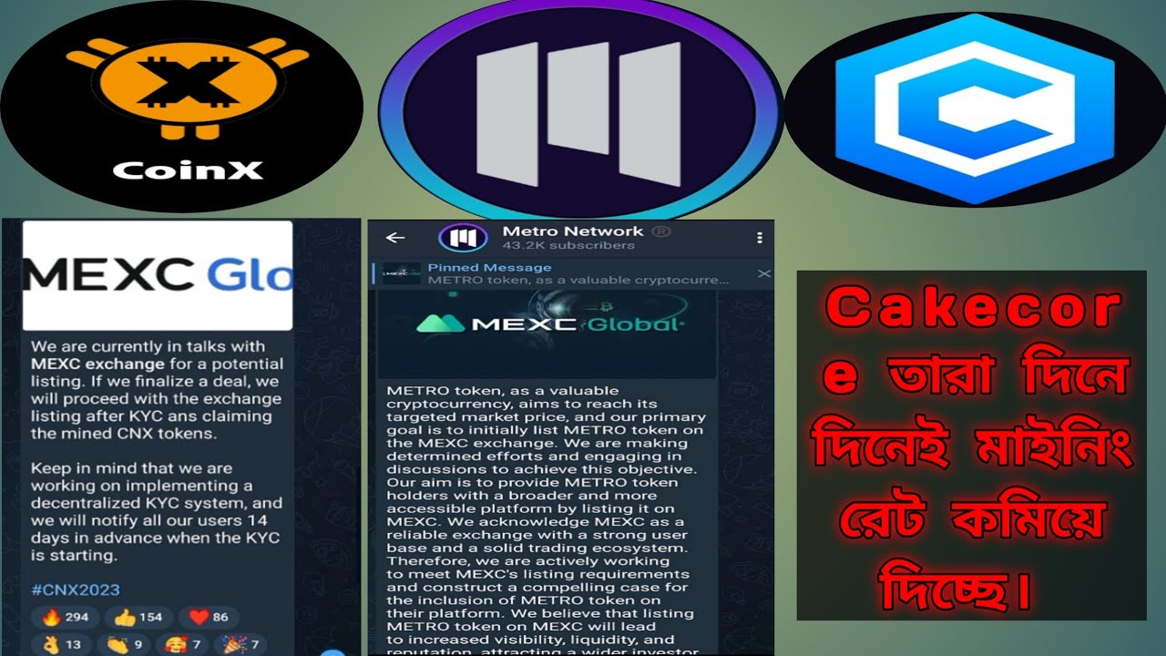 cake core | coin x | metro token all update in 1 vedio | listing on maxc global exchanger 