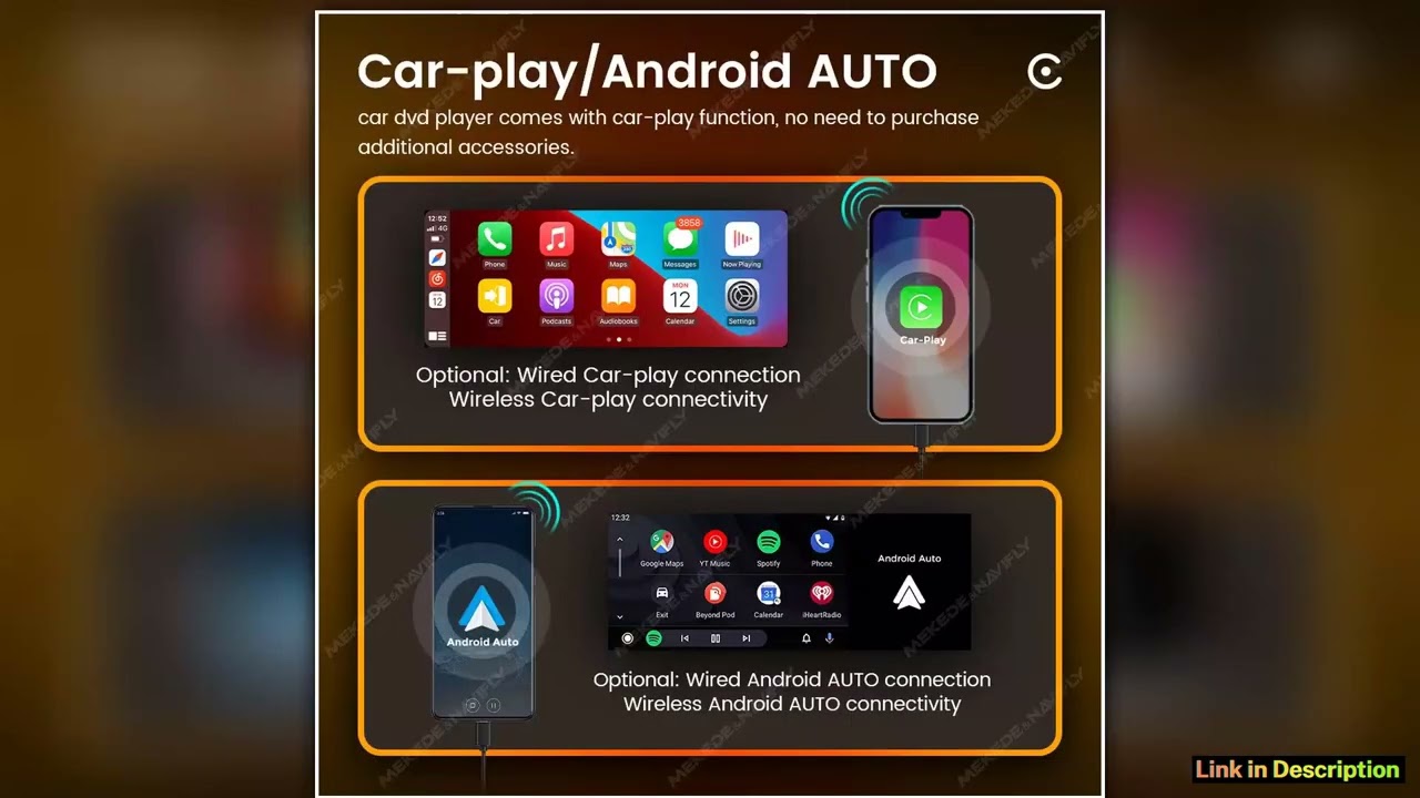 686 Car Radio Wireless For Apple CarPlay Android Auto Support Bluetooth FM AUX Input For Ford