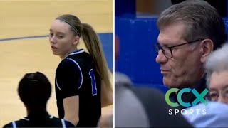 Paige Bueckers puts up 27 points in front of UConn Coach Geno Auriemma!