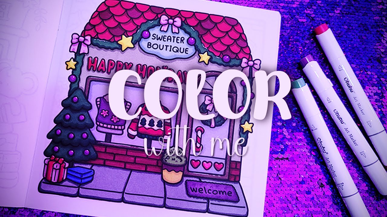 [1 HOUR] COLOR WITH ME 🎨 COCO WYO + OHUHU MARKERS 💜 NO TALKING ASMR