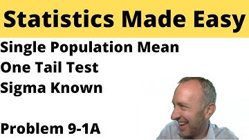 Statistics - Module 9 - Hypothesis Testing: Single Population Mean , One-Tail - Problem 9-1A