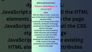 What is Dom Object in Javascript? @ShivaShankarTech #script #developers