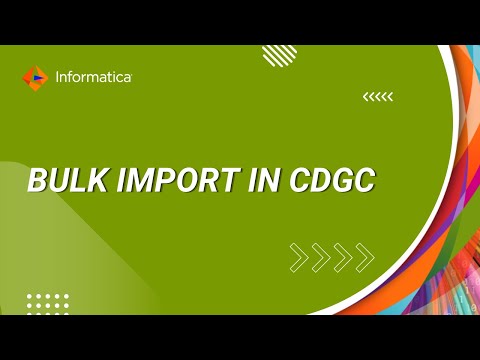 2. Bulk Import in CDGC