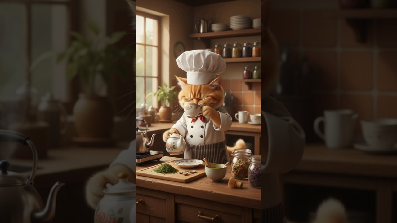 Chef Cat Brewing Tea ☕😸 | Funny & Cute Cat Short  