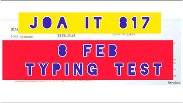 Joa It 817 Typing Test | joa it 8 feb typing test #joait817