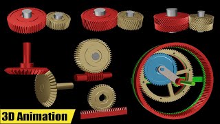 Types Of Gears || In Hindi || 3D Animation ||  #mechanical #3danimation