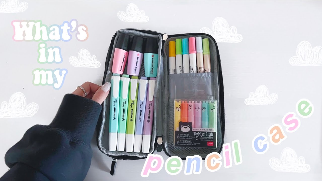 What's in my pencil case  with swatches ☁️ 