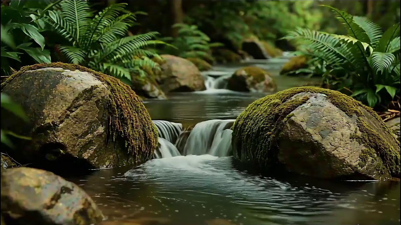 Gentle Flowing River with Birdsong Soundscape for Focus