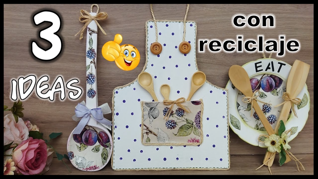 3 LINDOS ADORNOS PARA LA COCINA CON RECICLAJE 2023 - Crafts for the kitchen with recycling